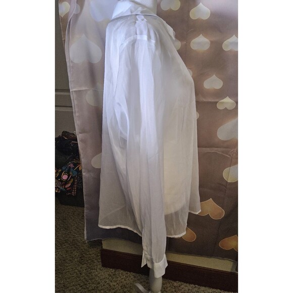 NWT Size XL Allegra K Sheer Button Up See Through Long Sleeve Top - Picture 9 of 11